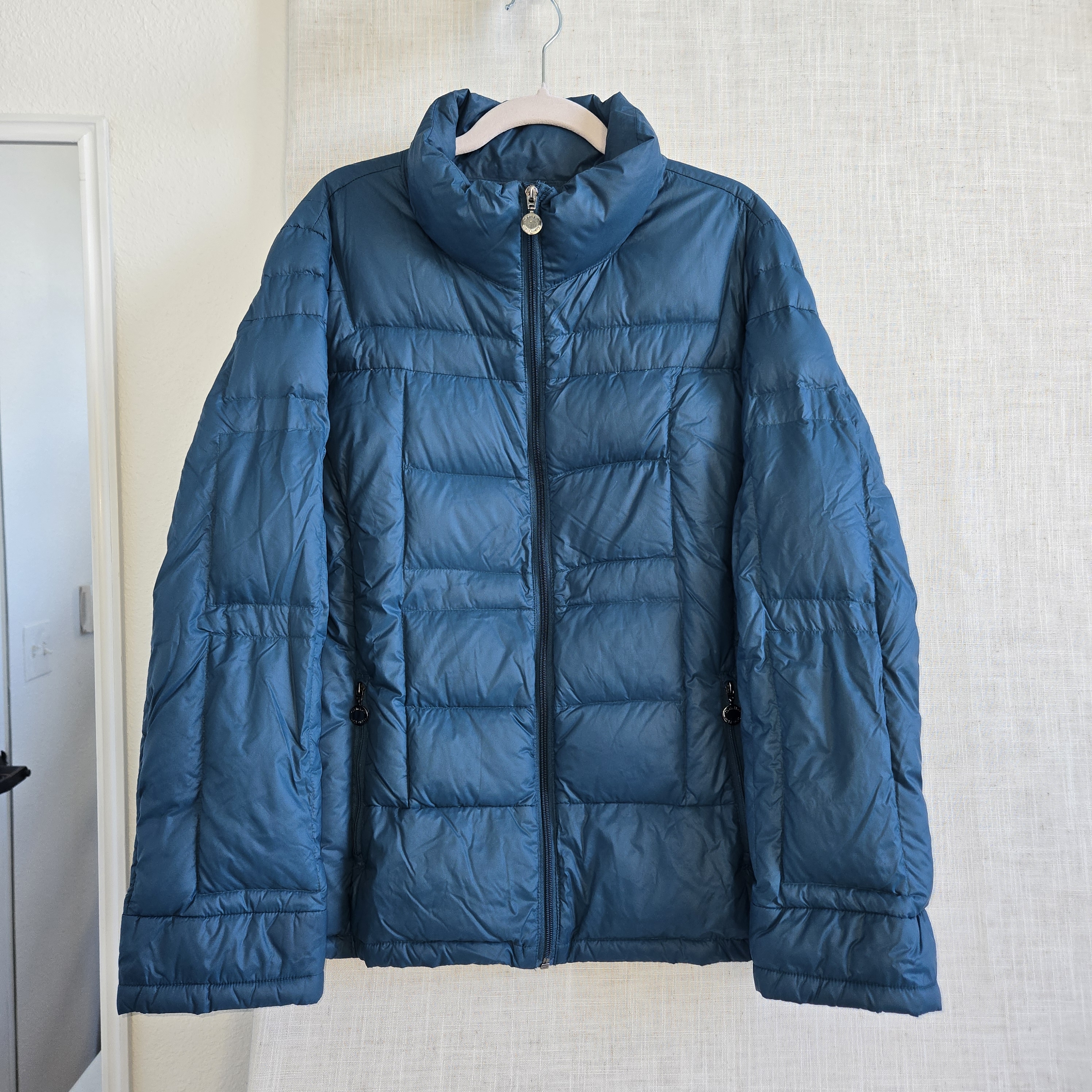 Calvin Klein Women's Teal Packable Duck Down Puffer Jacket W Travel Pouch Xl